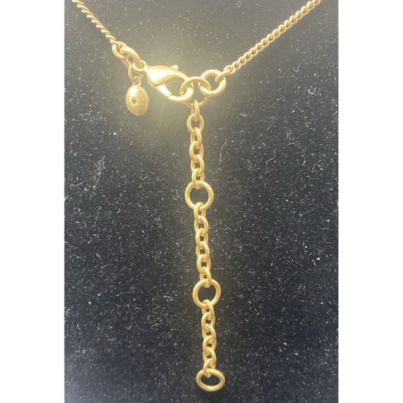 J. Crew Necklace Blue Bead Rhinestone Tassel Gold Tone Pendant 30+3"  5" Drop - Picture 4 of 7